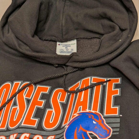 Boise State Broncos Black Hooded Mens XL Hand Warm Pocket Pullover Jacket - Picture 5 of 11